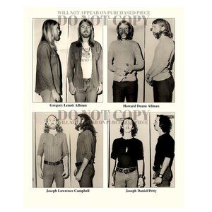 Allman Brothers Mugshot Photograph 8 X 10 - RARE 1971 Picture - Poster Art Print